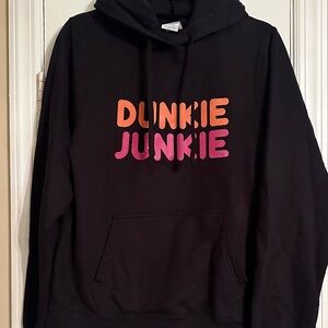 Port and Company Black Hoodie with Orange and Pink Text